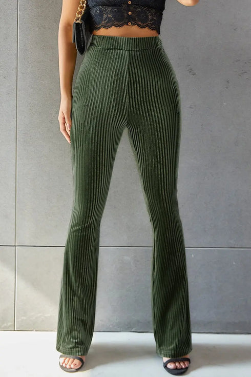 'Ruth' Ribbed High Waist Flare Pants - Celes Fashion